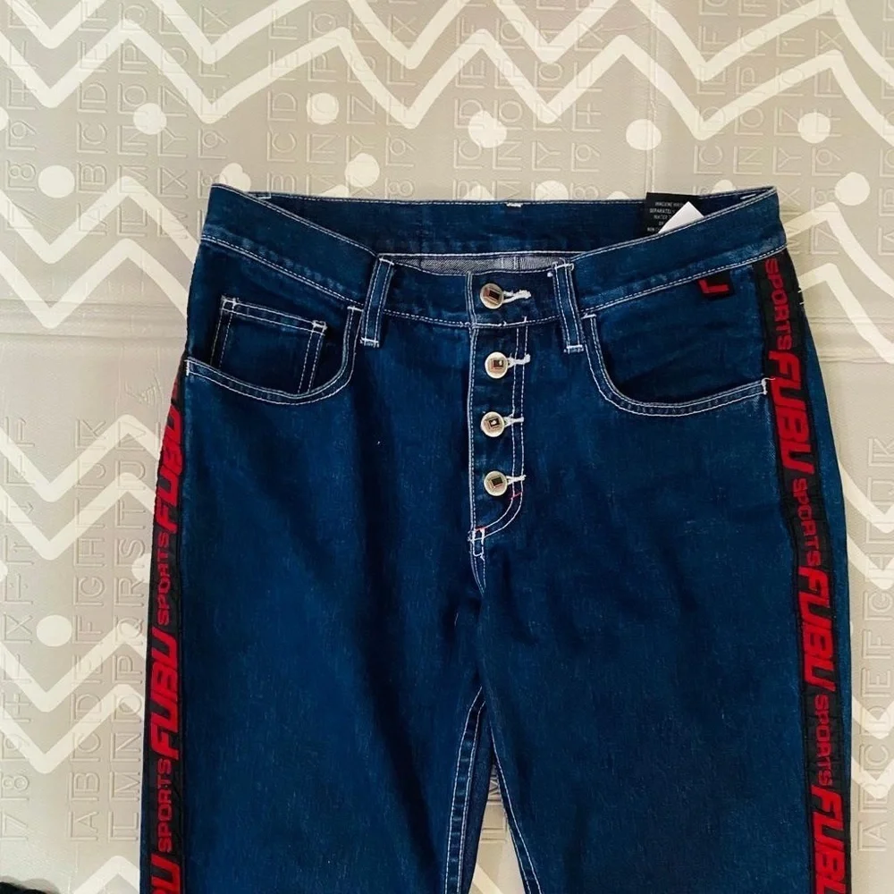 Vintage graphic logo Fubu bell bottoms jeans pants